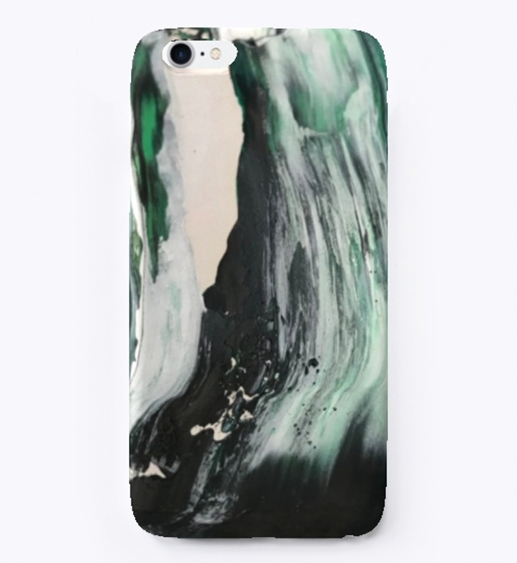 Black, White and Teal Abstract Painting