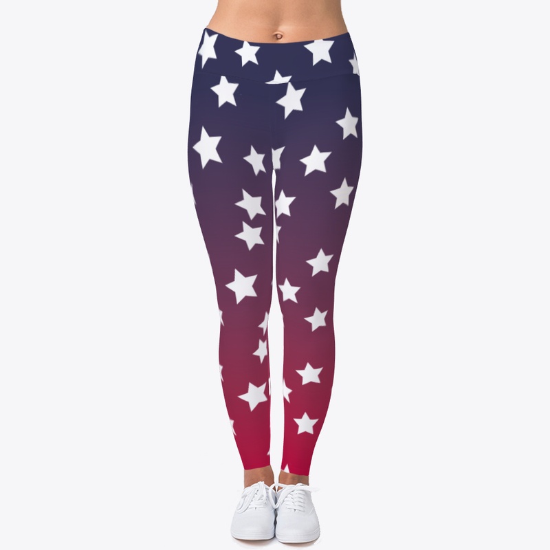 Red White Blue and Stars leggings