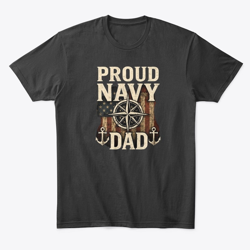Proud Navy Dad Flag Anchor Compass