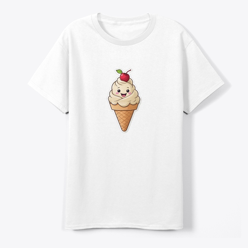 Waving Ice Cream Cute Minimal Art.