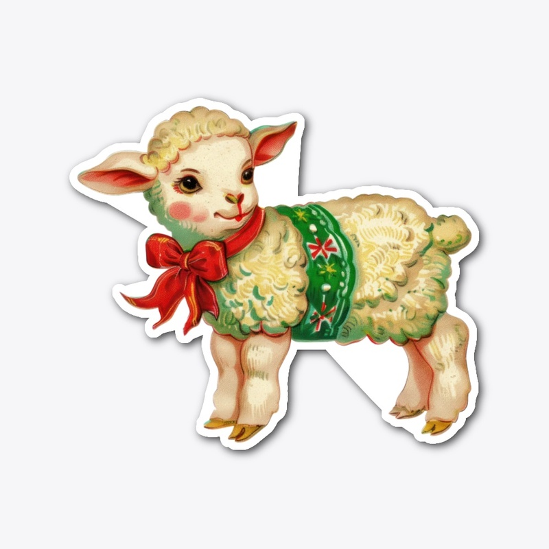 Vintage Christmas lamb Sticker