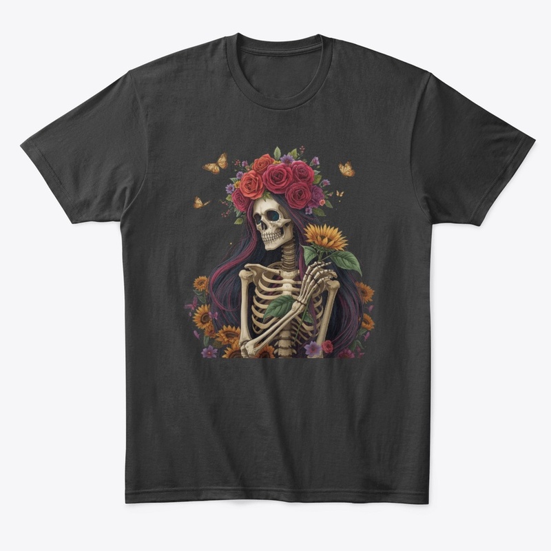 Mystical Skeleton Holding Sunflower Art