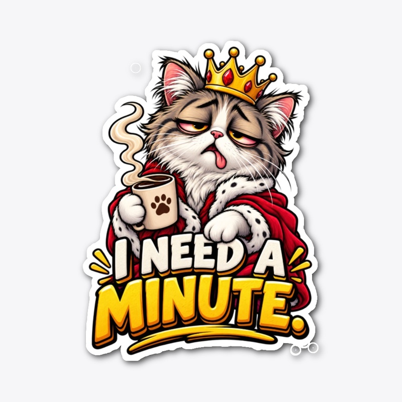 I Need a Minute Sleepy Cat Coffee Funny 