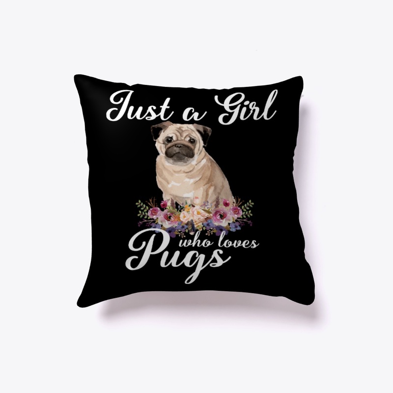 Girl Loves Pugs Watercolor Style