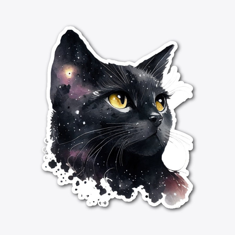 Stellar Meow: Black Cat Galaxy Sticker.