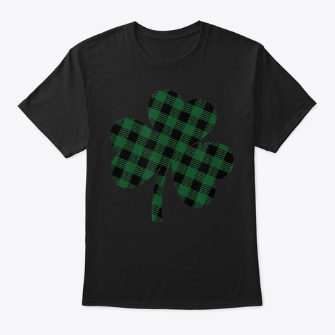 Shamrock Green Buffalo Plaid Tshirt St P Black T-Shirt Front