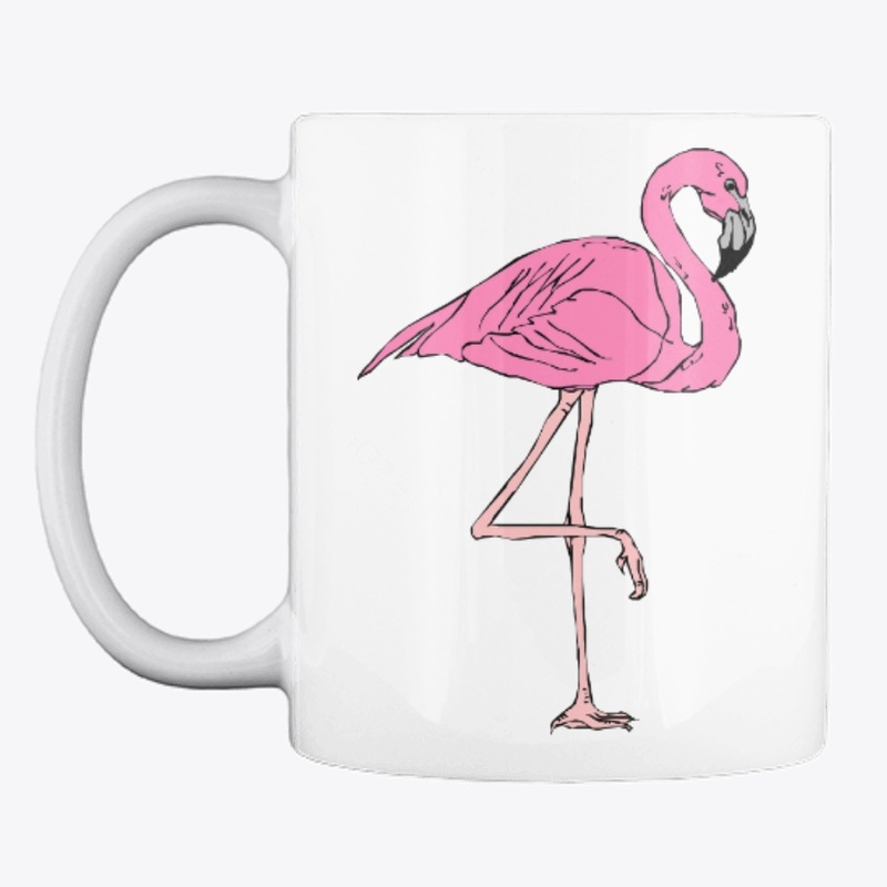 A flamingo mug