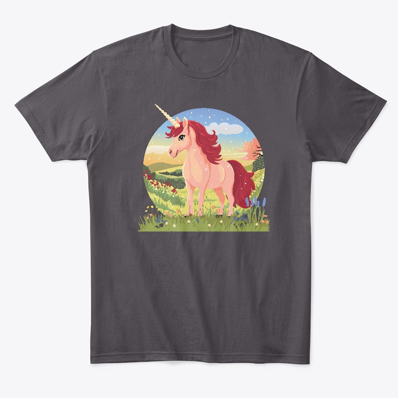 cute unicorn in a spring landscape