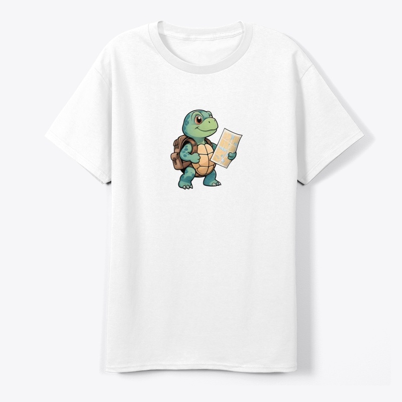 Cute Lost Turtle Explorer Sticker.
