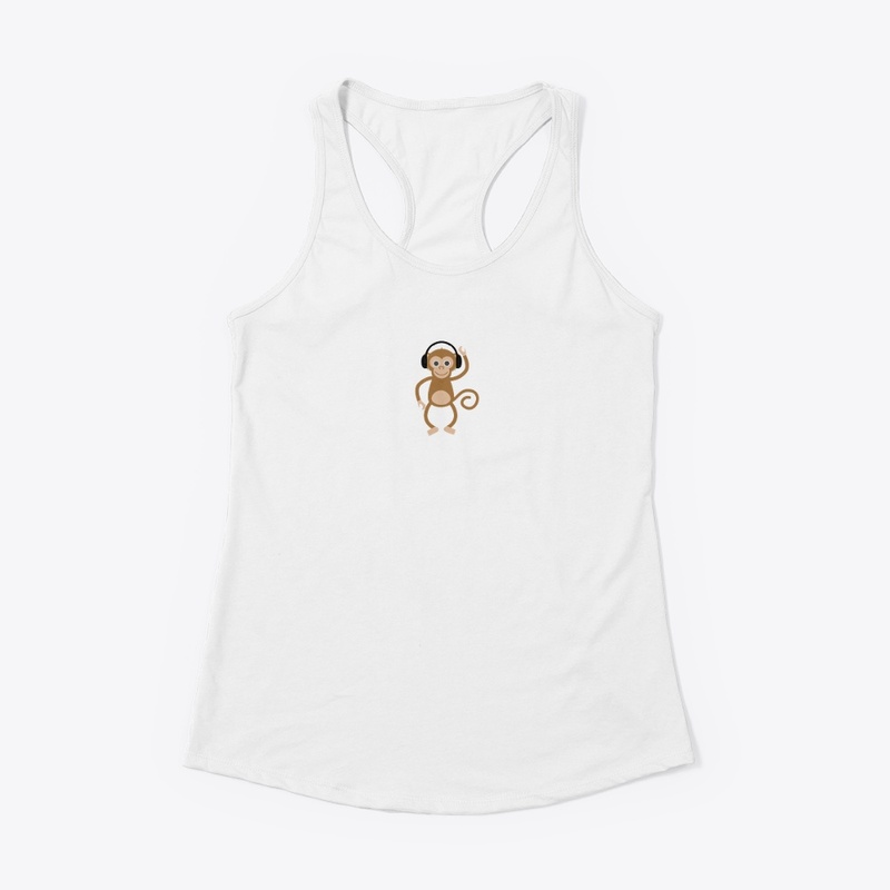 funny monkey with headphones