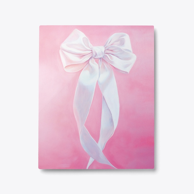 White Bow with Pink 