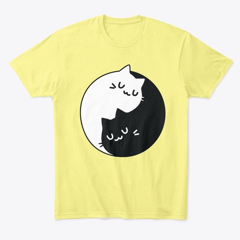 Kitten Yin Yang Unisex T Shirt Lemon Yellow  T-Shirt Front