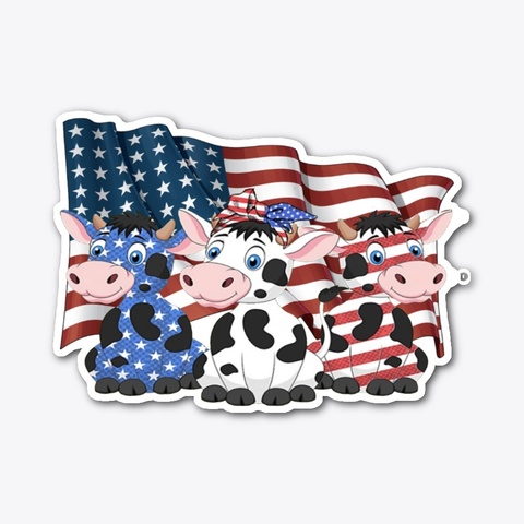American Flag Cow Sticker Standard T-Shirt Front