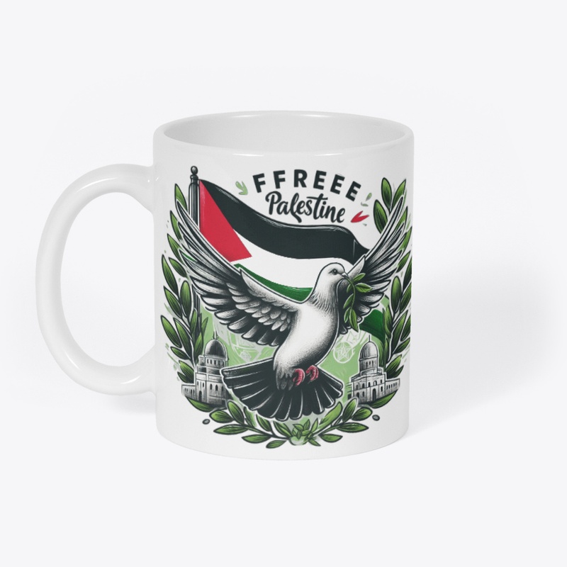Pigeon Hold olive branch Palestine Flag