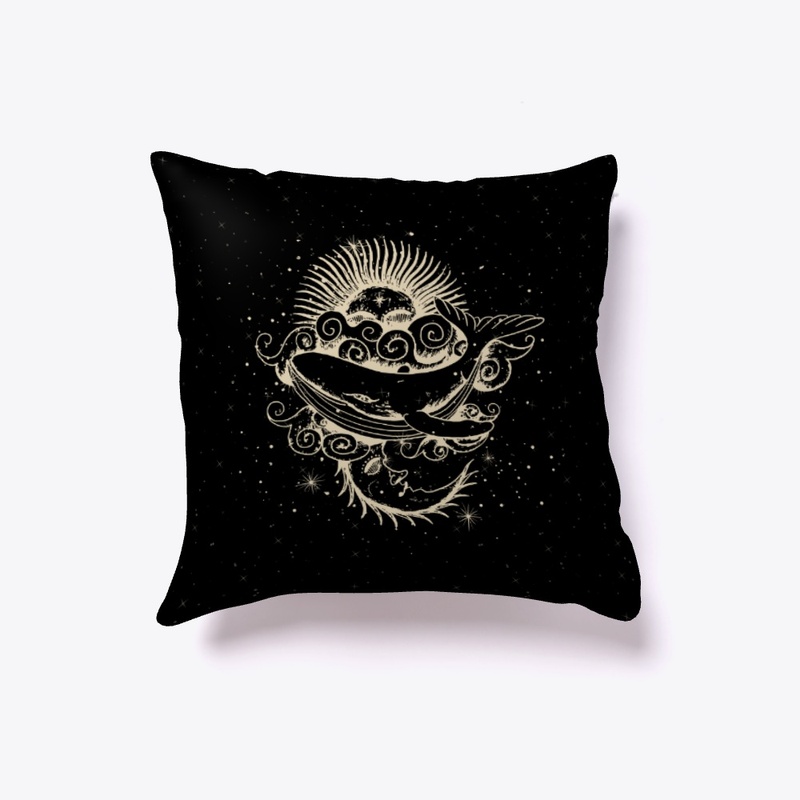Abstract Cosmic Whale With Sun And Moon