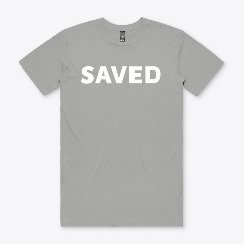 "SAVED"  White Text