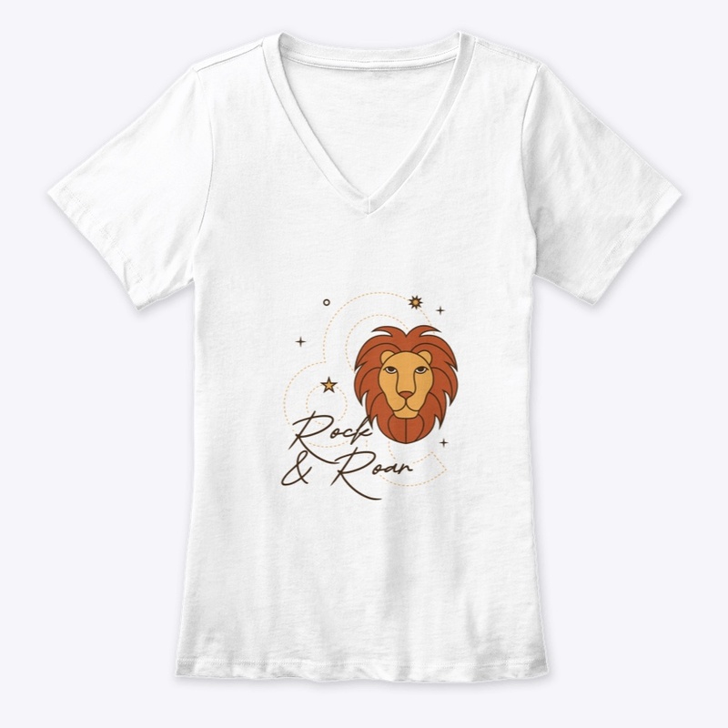 Leo Rock and Roar V Neck T Shirt