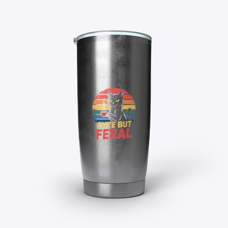 Cute But Feral - Funny Black Cat Coffee 
