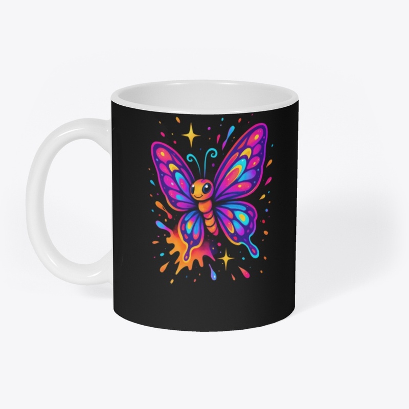 Colorful Neon Butterfly Cartoon Art