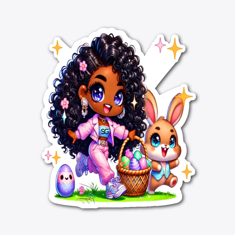 Black Chibi Easter Bunny Girl