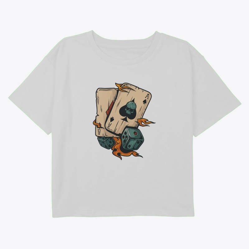 Flaming Ace & Dice Skull Design