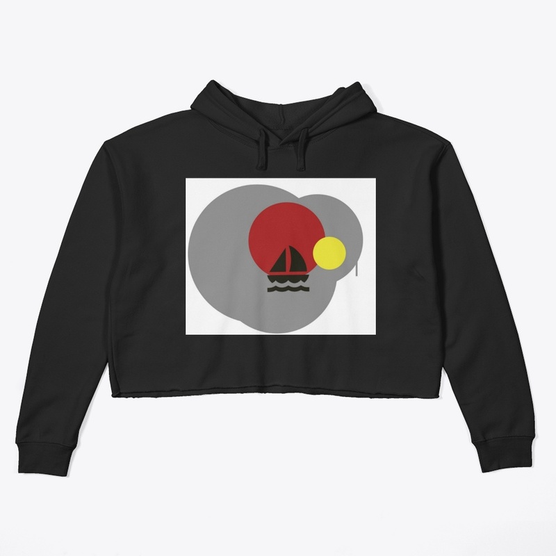 Red yellow circles with black ship 