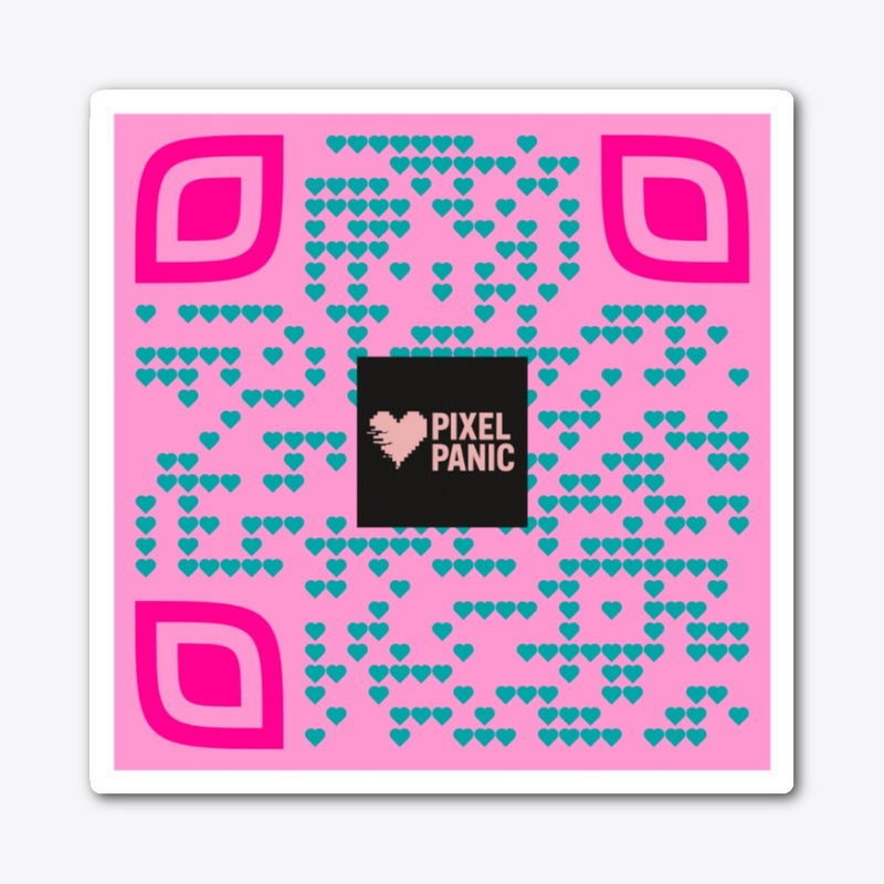 Pixel Panic QR Code Sticker