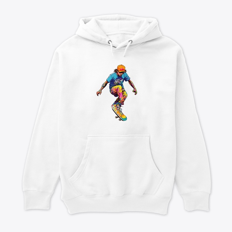 A silhouette of a skater