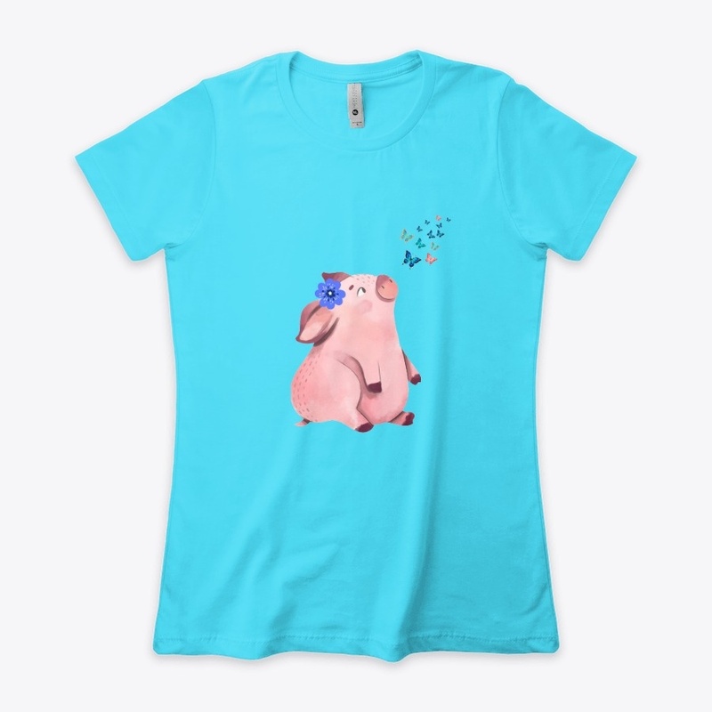 Pig watching butterflies