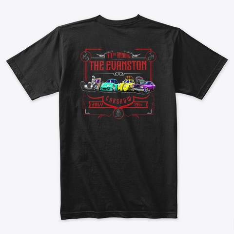 Official Evanston Car Show Shirt Black T-Shirt Back