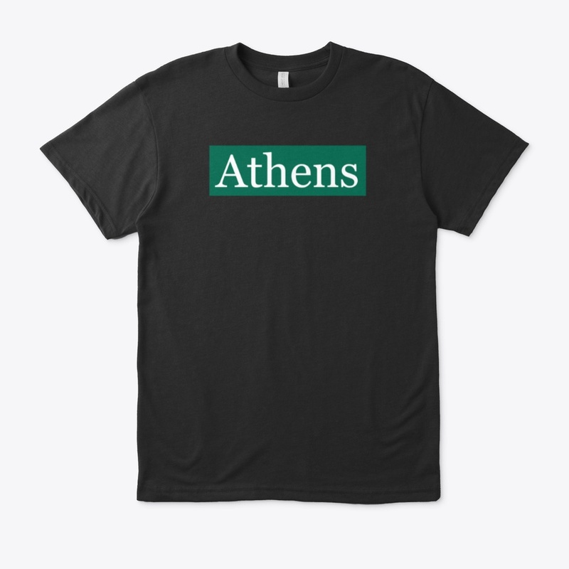 Athens Written in White on Green