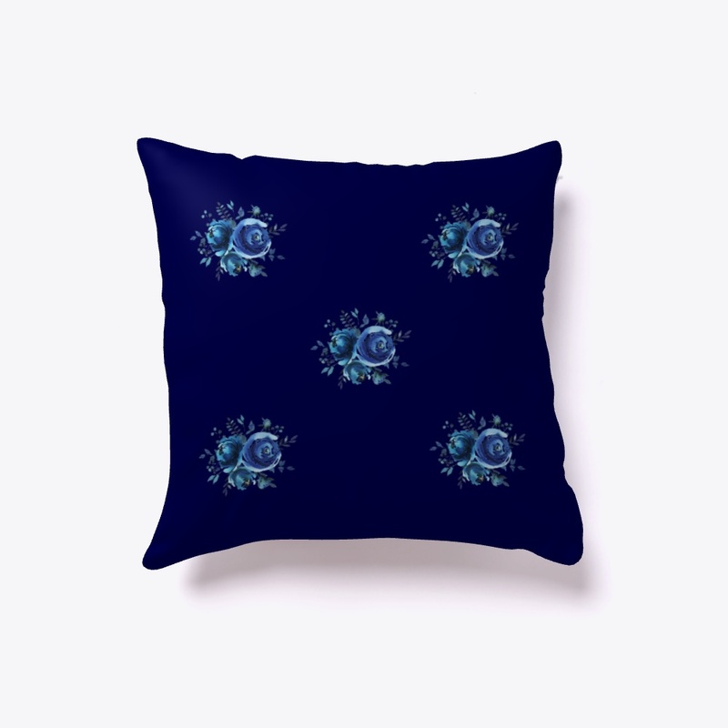 Blue Watercolor Rose Custom Design Art
