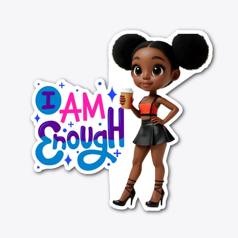 Black Girl with Coffee | "I Am Enough" 