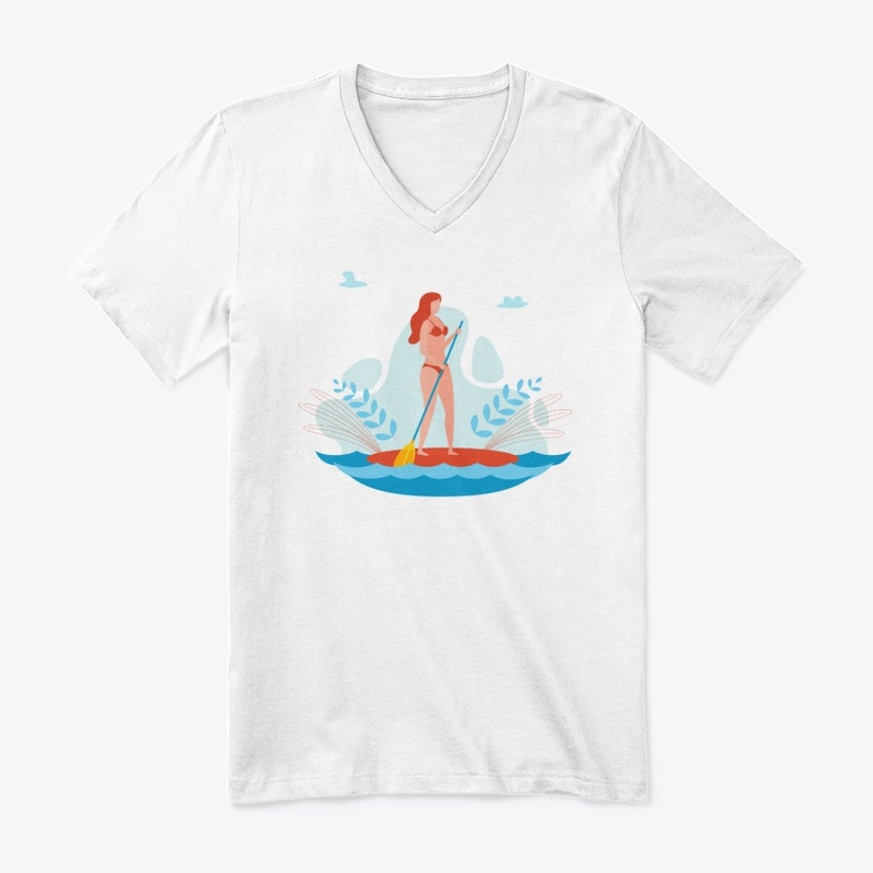 SUP paddle board woman illustration