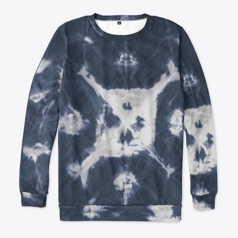 Navy Shibori Tie Dye Skull and Bones