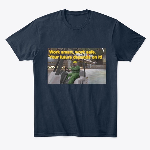 Gus The Forklift Driver New Navy T-Shirt Front