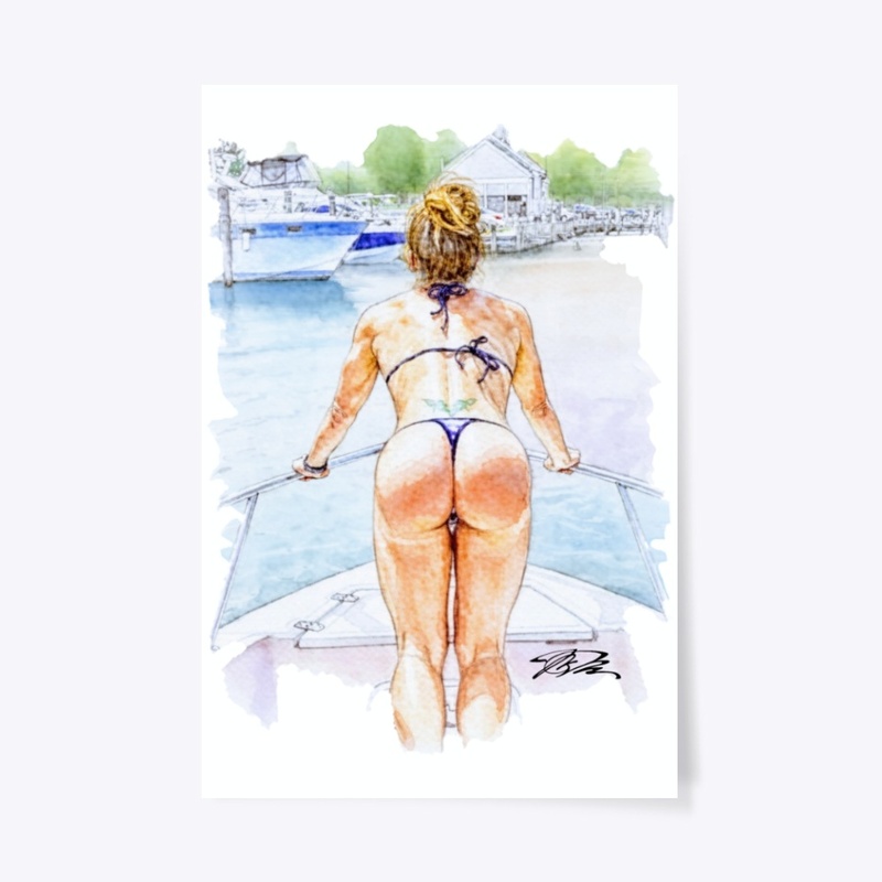 Blue thong riding the bow