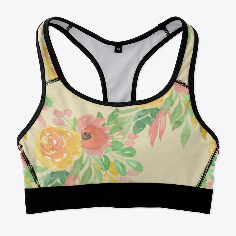 Sports Bra Flowers Pattern