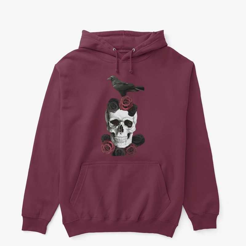 Skull Raven and Roses 