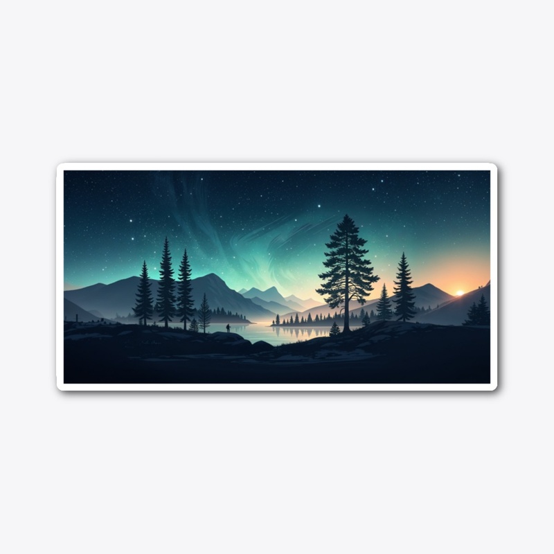 Northern Lights Over Mountain Lake