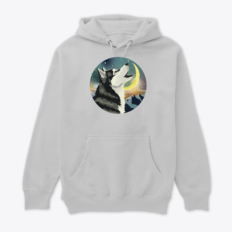 Siberian Husky howls to the Moon