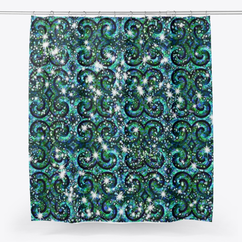Blue Green Sparkle Swirl