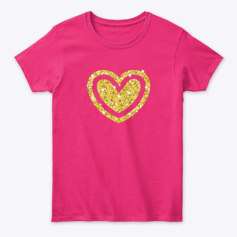 Gold Glitter Heart in Heart 