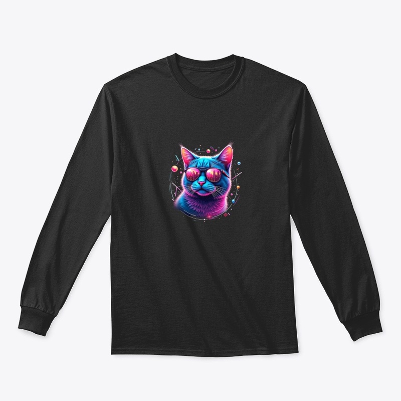 Neon Cyber Cat – T-Shirt Design