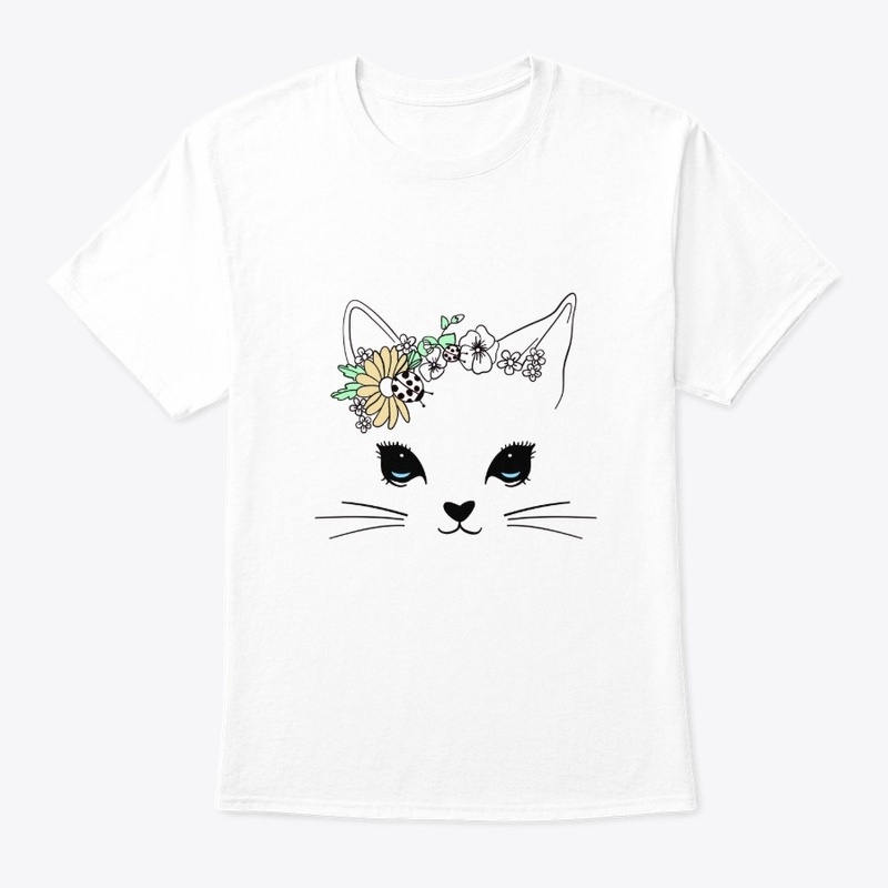 hand drawn cute cat for t shirt