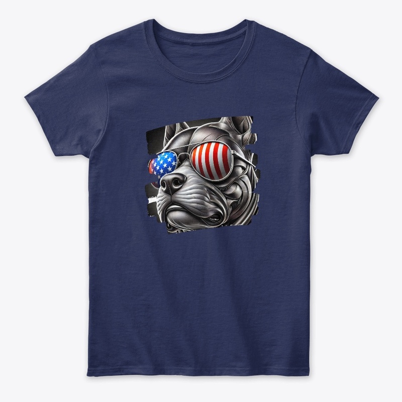 Dog Art with American Flag Sunglasses