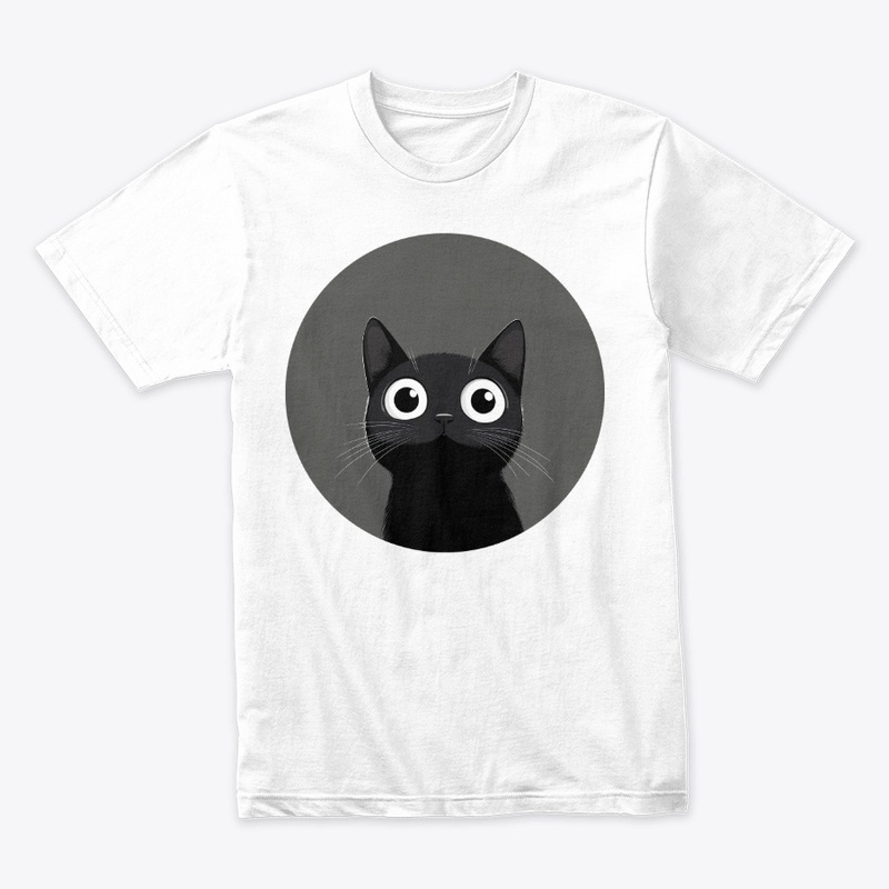 Cute Black Cat on Gray Moon
