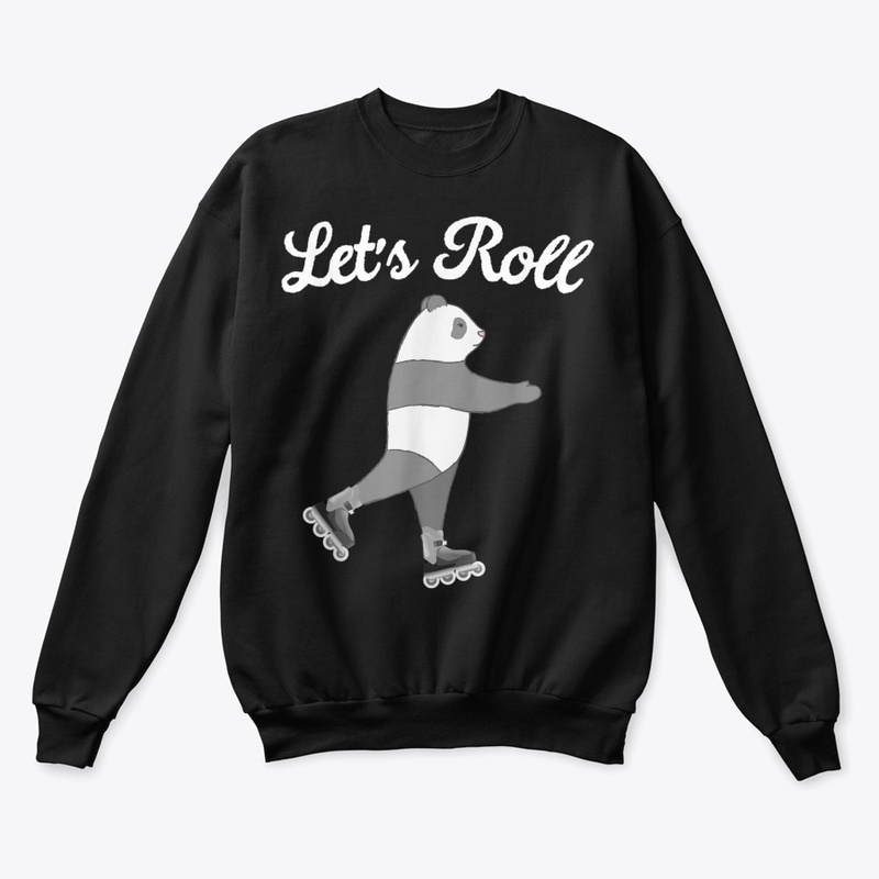 Let's Roll Rollerblading Panda T Shirt