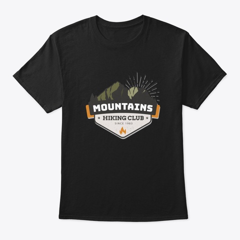 Adventure Vintage Mountains Hiking Club  Black T-Shirt Front