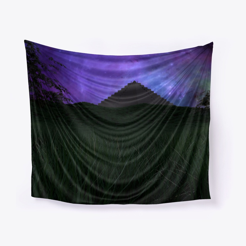 pyramid landscape and cosmos background